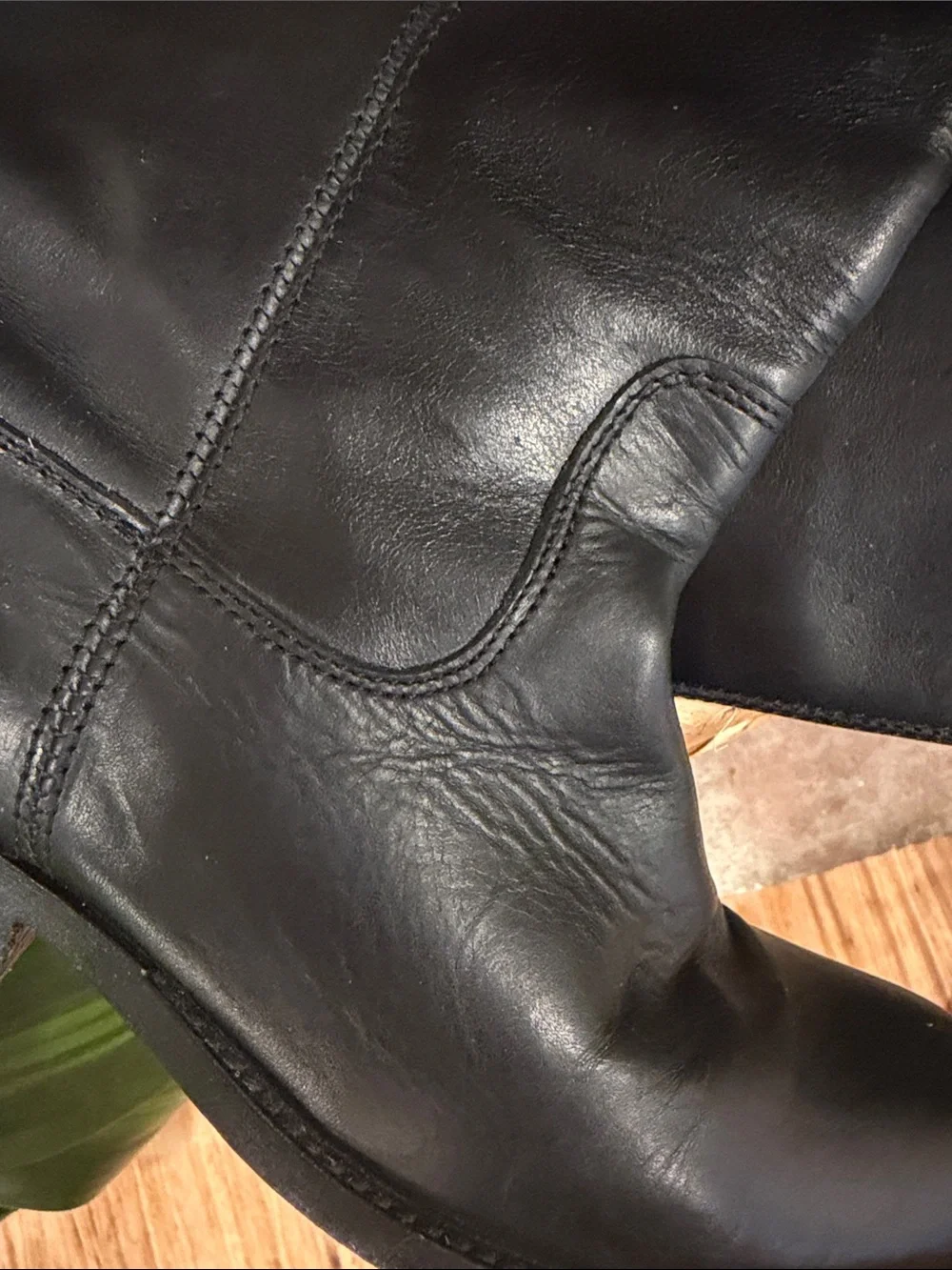 Frye Black Leather Knee-High Riding Boots with Button Accent